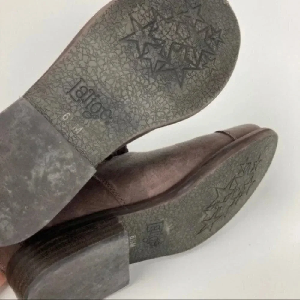 Anthropologie Latigo Carly Crochet Ankle Boots Espresso Sz 6.5M